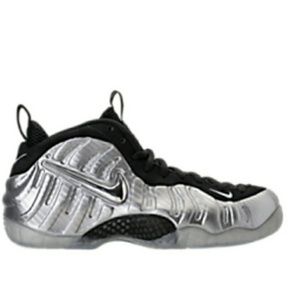 Size 7 boys/men=9 women Silver Nike Foam Posite